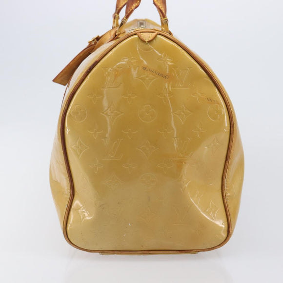 LOUIS VUITTON Monogram Vernis Mercer Boston Bag Beige M91000 LV Auth bs37250