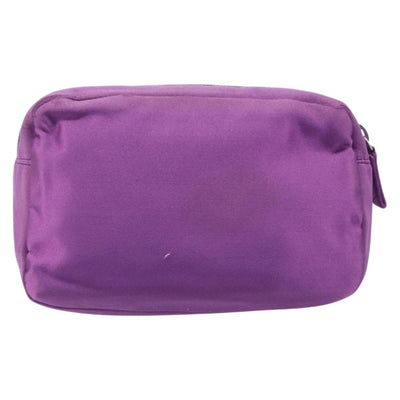 PRADA Pouch Satin Purple Silver Auth bs37251 - 0