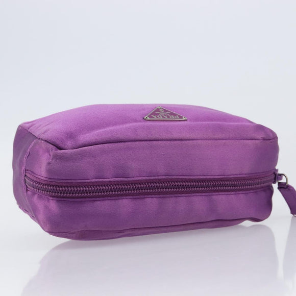 PRADA Pouch Satin Purple Silver Auth bs37251