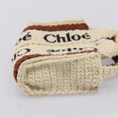 Chloe Woody Crochet Nano Tote Bag Cotton Beige Brown Auth bs37252A-5