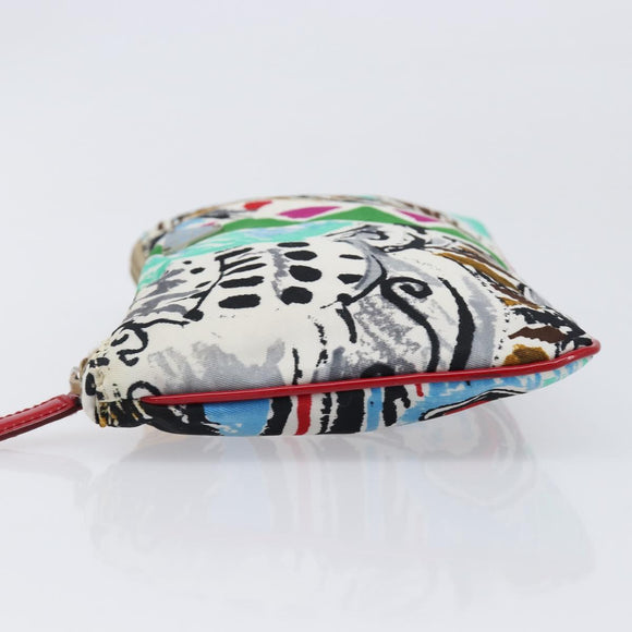 PRADA Pouch Nylon Multicolor Silver Auth bs37253A