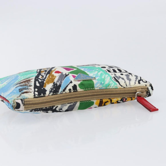 PRADA Pouch Nylon Multicolor Silver Auth bs37253A