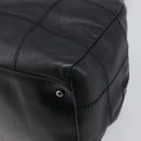 CHANEL Choco Bar Hand Bag Caviar Skin Black Silver CC Auth bs37256-10