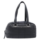 CHANEL Choco Bar Hand Bag Caviar Skin Black Silver CC Auth bs37256-2