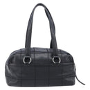CHANEL Choco Bar Hand Bag Caviar Skin Black Silver CC Auth bs37256-3