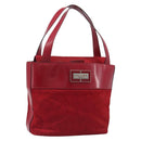 CELINE Hand Bag Canvas Red Silver Auth bs37258-1
