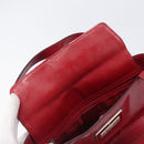 CELINE Hand Bag Canvas Red Silver Auth bs37258-10