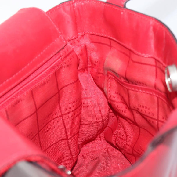 CELINE Hand Bag Canvas Red Silver Auth bs37258
