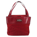 CELINE Hand Bag Canvas Red Silver Auth bs37258-13