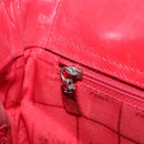 CELINE Hand Bag Canvas Red Silver Auth bs37258-22