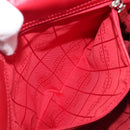 CELINE Hand Bag Canvas Red Silver Auth bs37258-23