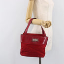 CELINE Hand Bag Canvas Red Silver Auth bs37258-25