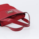 CELINE Hand Bag Canvas Red Silver Auth bs37258-7