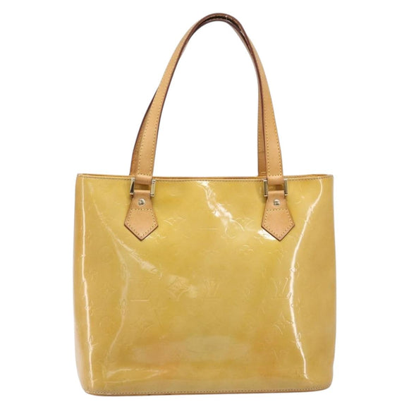 LOUIS VUITTON Monogram Vernis Houston Hand Bag Beige M91004 LV Auth bs37263