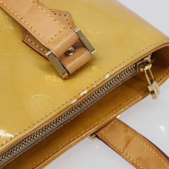 LOUIS VUITTON Monogram Vernis Houston Hand Bag Beige M91004 LV Auth bs37263