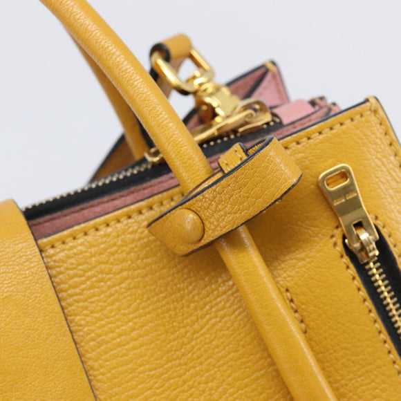 Miu Miu Hand Bag Leather 2way Yellow Gold Tone Auth bs37269A