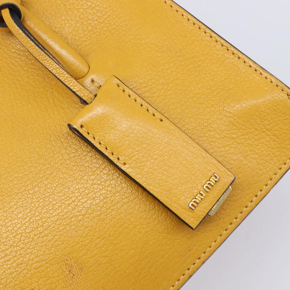 Miu Miu Hand Bag Leather 2way Yellow Gold Tone Auth bs37269A