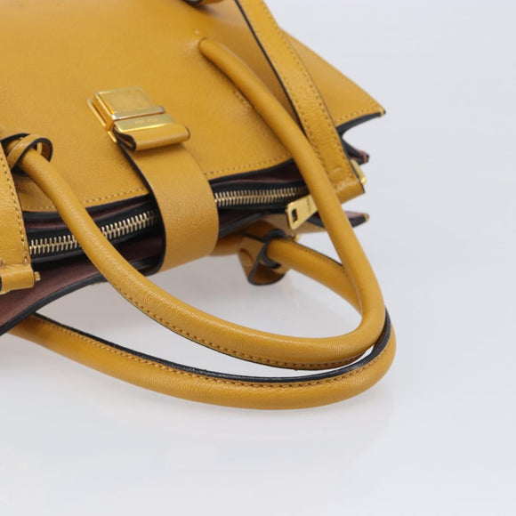 Miu Miu Hand Bag Leather 2way Yellow Gold Tone Auth bs37269A