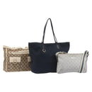 GUCCI GG Supreme Shoulder Bag 3 Set Beige Black Silver Auth bs37284-1