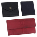 CHANEL Wallet Leather 3 Set Black Red Navy CC Auth bs37285-1