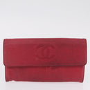 CHANEL Wallet Leather 3 Set Black Red Navy CC Auth bs37285-18