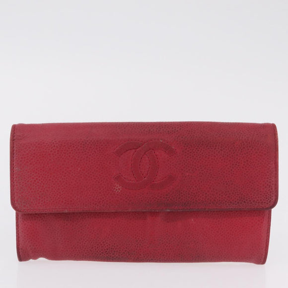 CHANEL Wallet Leather 3 Set Black Red Navy CC Auth bs37285