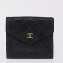 CHANEL Wallet Leather 3 Set Black Red Navy CC Auth bs37285-2