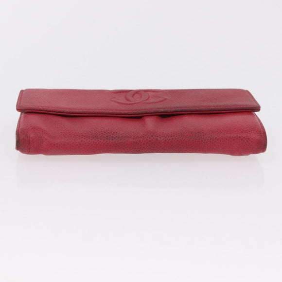 CHANEL Wallet Leather 3 Set Black Red Navy CC Auth bs37285