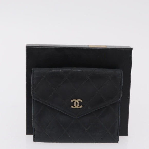 CHANEL Wallet Leather 3 Set Black Red Navy CC Auth bs37285