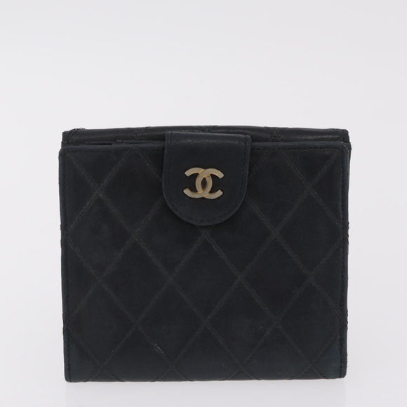 CHANEL Wallet Leather 3 Set Black Red Navy CC Auth bs37285