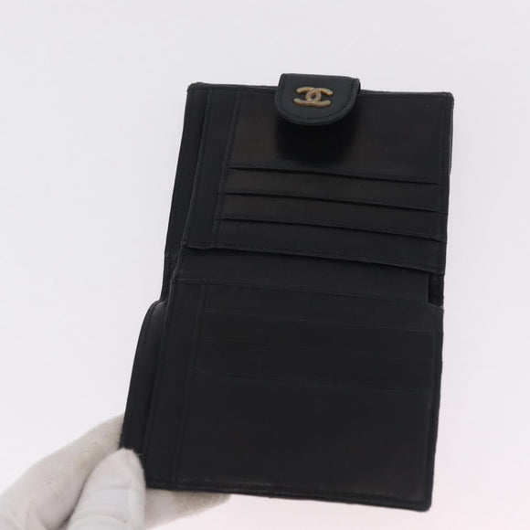 CHANEL Wallet Leather 3 Set Black Red Navy CC Auth bs37285