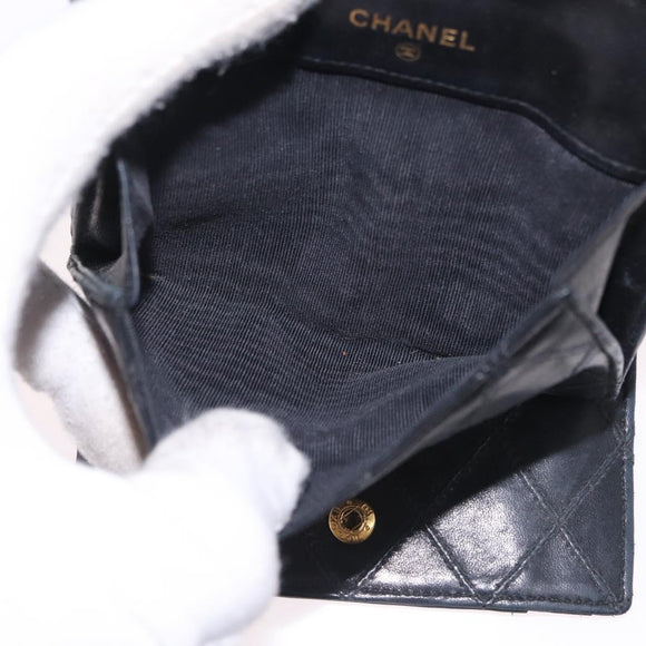 CHANEL Wallet Leather 3 Set Black Red Navy CC Auth bs37285
