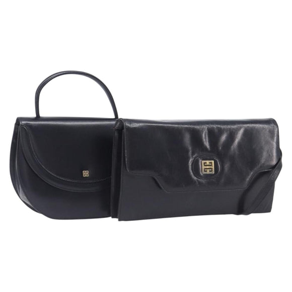 GIVENCHY Shoulder Bag Leather 2 Set Black Auth bs37287