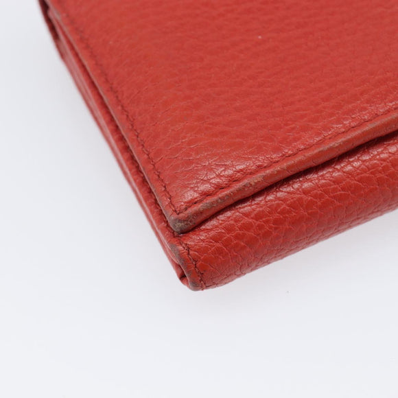 GUCCI Wallet Leather Red Gold 354498 Auth bs37289