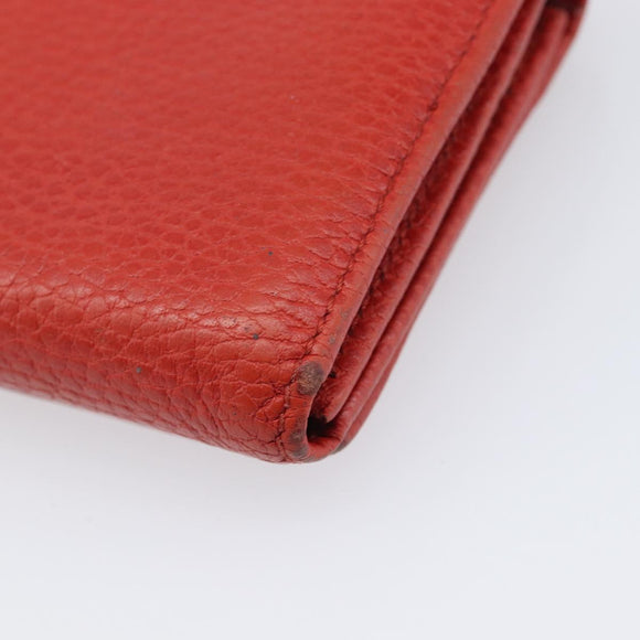 GUCCI Wallet Leather Red Gold 354498 Auth bs37289