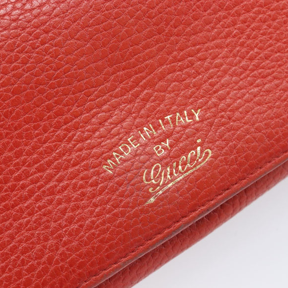 GUCCI Wallet Leather Red Gold 354498 Auth bs37289