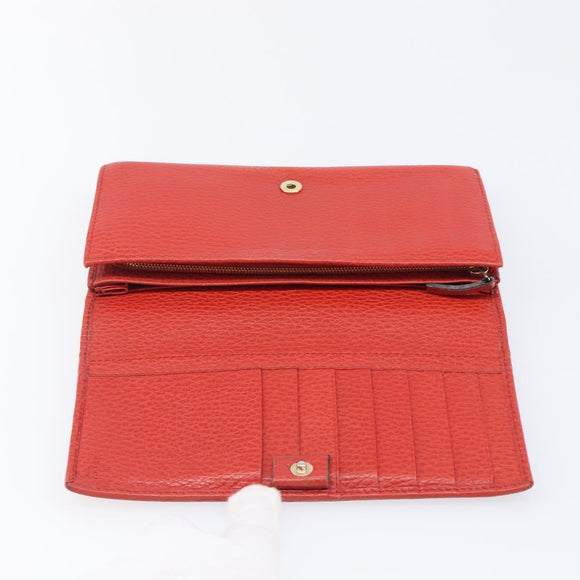 GUCCI Wallet Leather Red Gold 354498 Auth bs37289