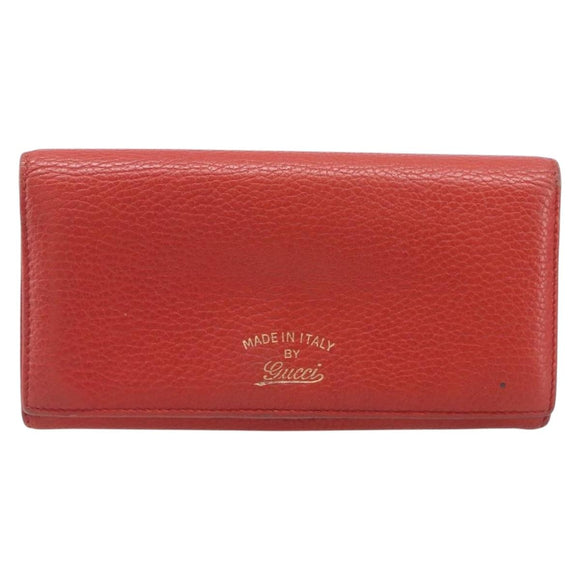 GUCCI Wallet Leather Red Gold 354498 Auth bs37289