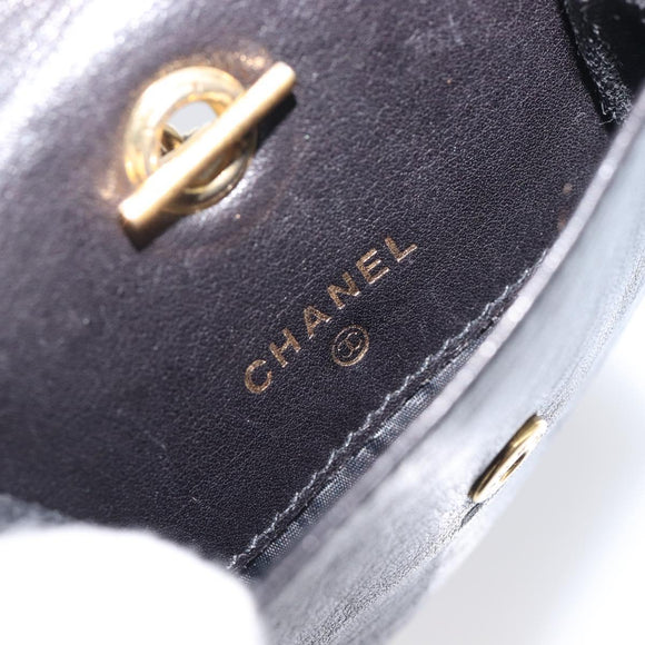 CHANEL Glasses Case Lamb Skin Dark Brown CC Auth bs37291