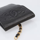 CHANEL Glasses Case Lamb Skin Dark Brown CC Auth bs37291-5