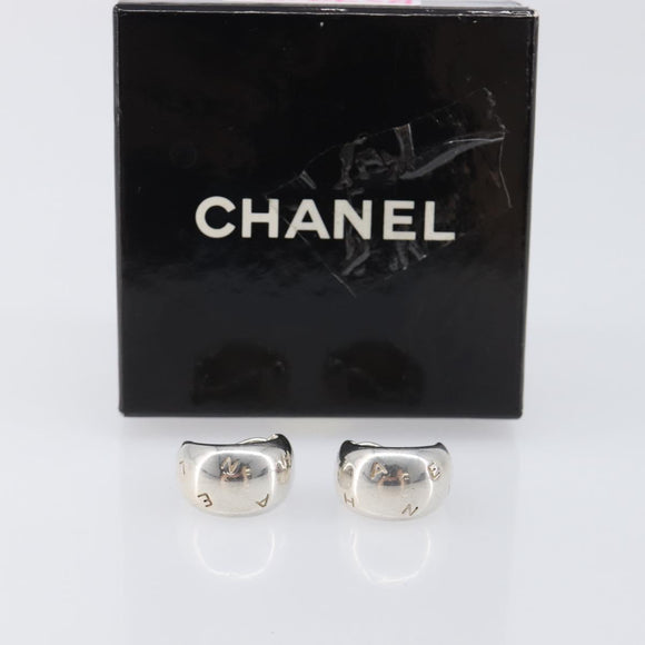 CHANEL Earring metal Silver CC Auth bs37292