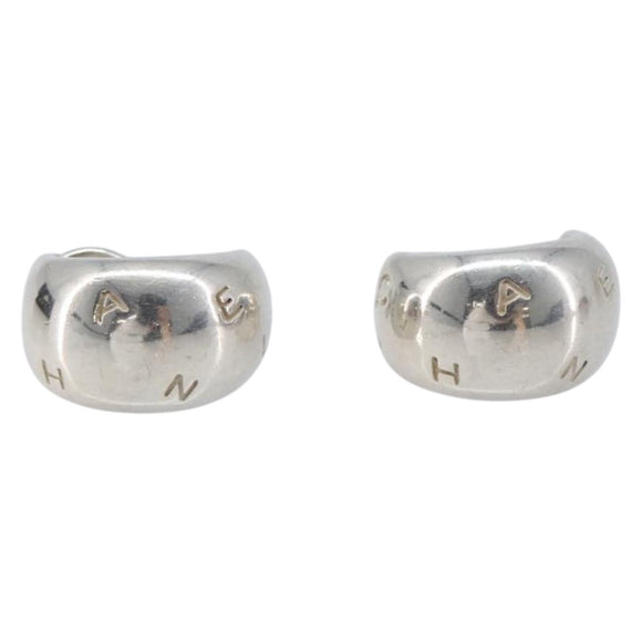 CHANEL Earring metal Silver CC Auth bs37292