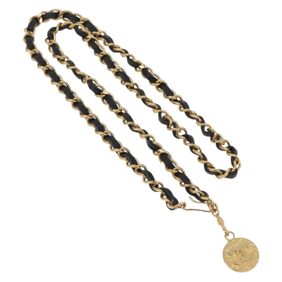 CHANEL Necklace metal Gold Tone CC Auth bs37294A