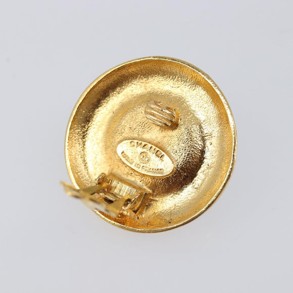 CHANEL Earring metal Gold Tone CC Auth bs37295