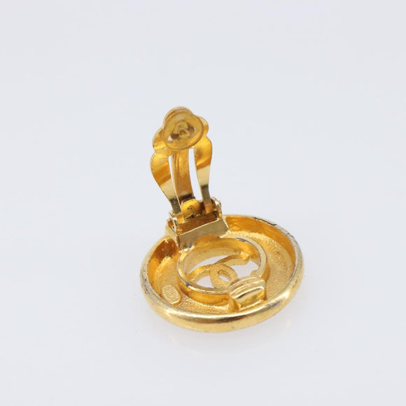 CHANEL Earring metal Gold Tone CC Auth bs37298