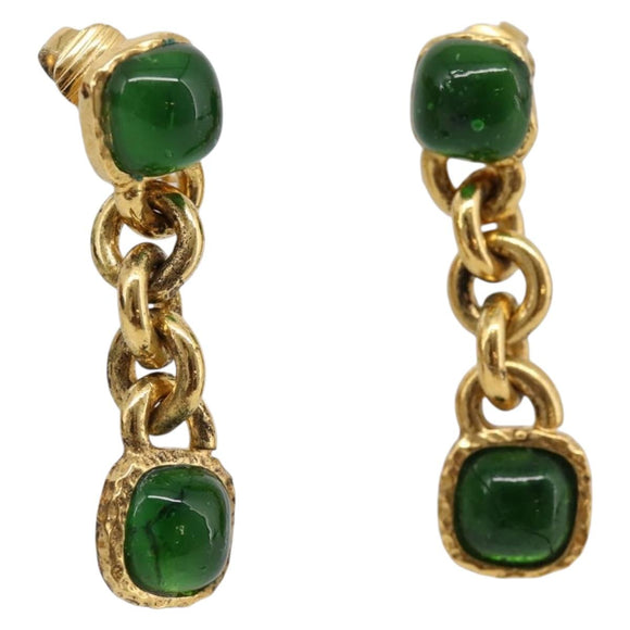 CHANEL Earring metal Gold Tone CC Auth bs37299