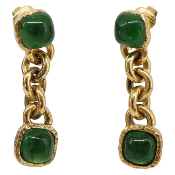 CHANEL Earring metal Gold Tone CC Auth bs37299