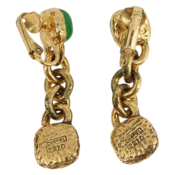 CHANEL Earring metal Gold Tone CC Auth bs37299
