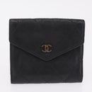 CHANEL Bicolore Wallet Leather 2 Set Black CC Auth bs37308-10
