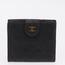 CHANEL Bicolore Wallet Leather 2 Set Black CC Auth bs37308-11